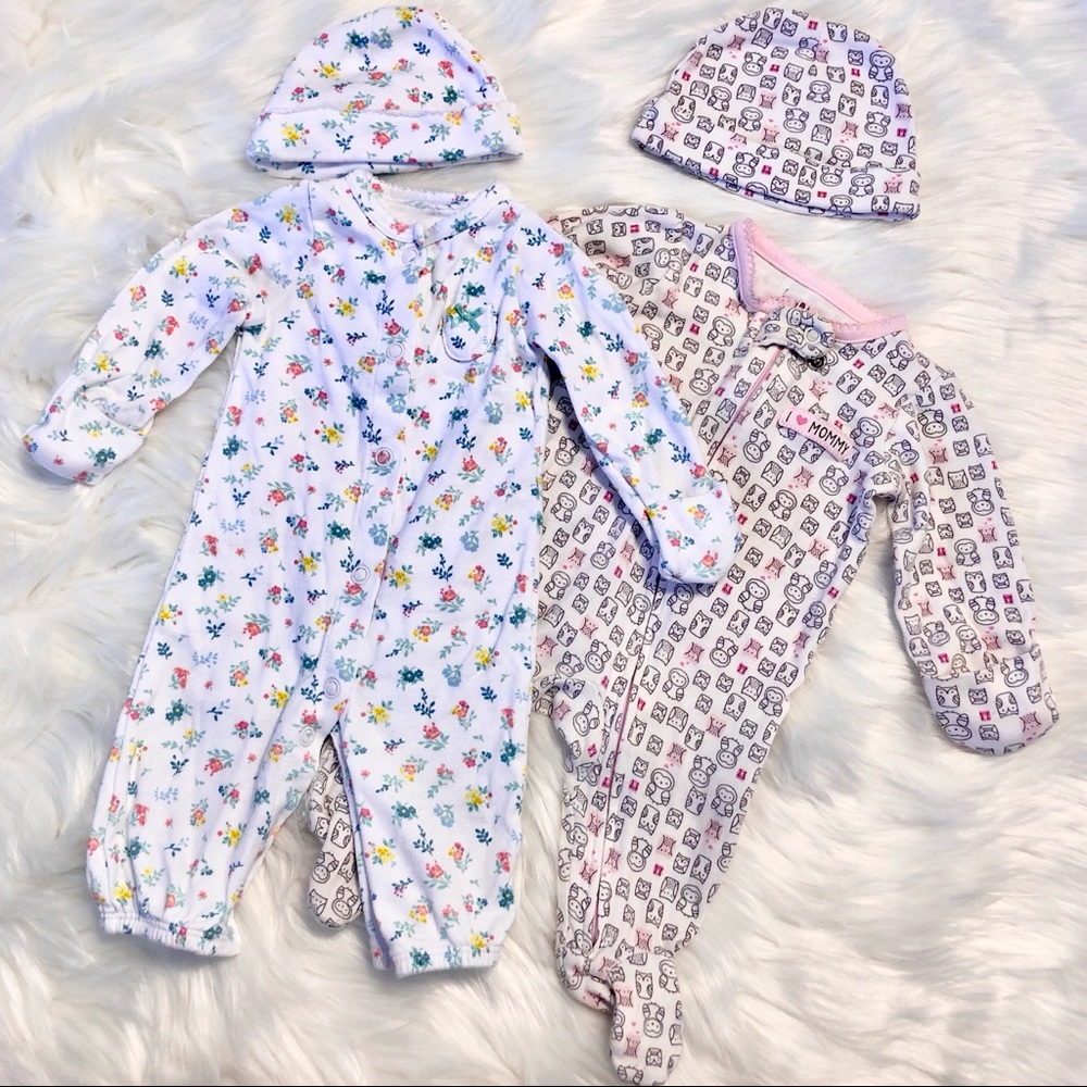 4 piece bundle. Two sleepers with matching hats